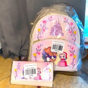 Disney Chibi BATB Loungefly Bag & Wallet Combo NWT